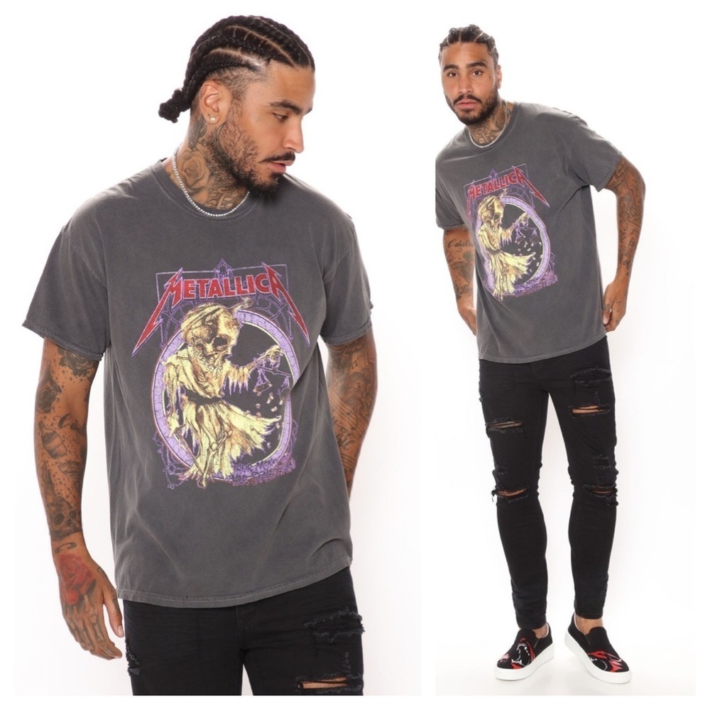 Fashion Nova Metallica Time Will Tell Short Sleeve Graphic T Men Size Small